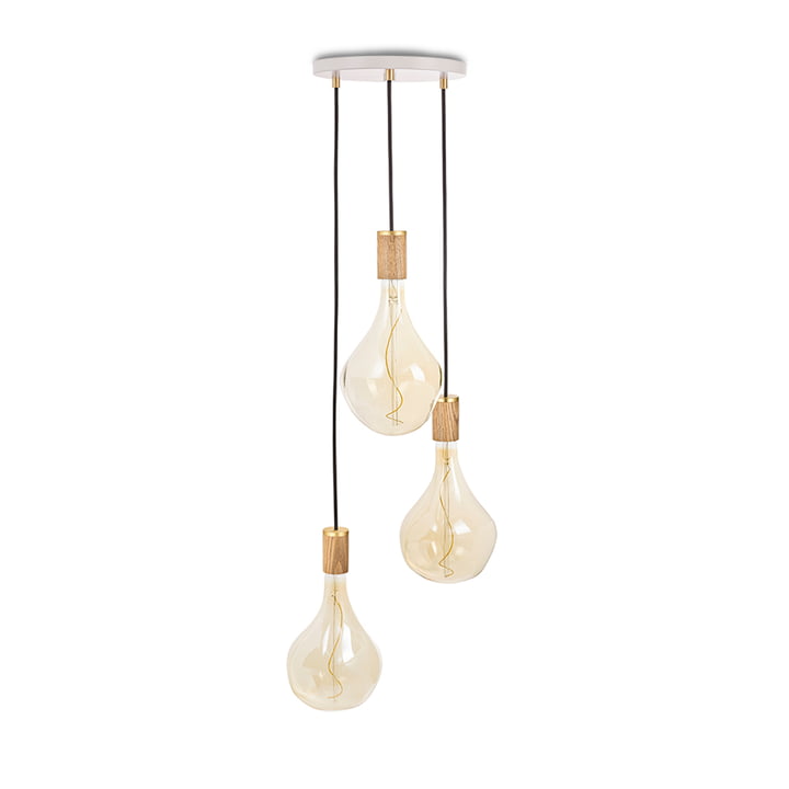 Eiken Triple hanglamp set, inclusief 3 x Voronoi II LED lampen, wit / messing by Tala