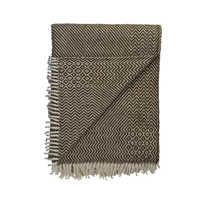 Kattefot Wollen deken, 140 x 220 cm, groen van Røros Tweed