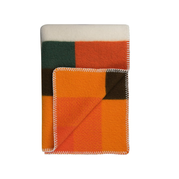 Mikkel Wollen deken, 135 x 200 cm, oranje van Røros Tweed