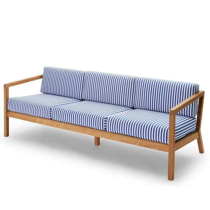 Virkelyst Sofa 3-zits, teak / zeeblauw gestreept (Limited Edition) van Skagerak