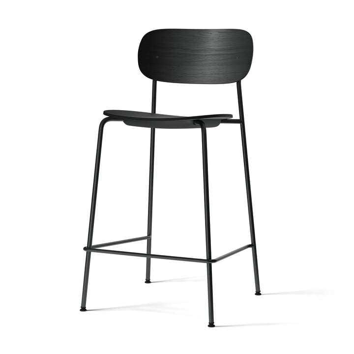 Co Counter Chair van Audo in zwart eiken afwerking met zwart stalen frame