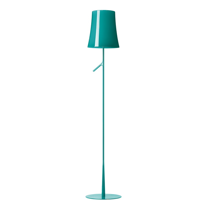 Birdie Lettura LED vloerlamp met dimmer van Foscarini in aqua