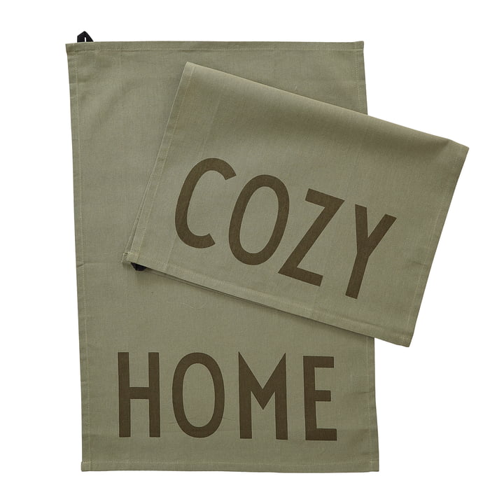 Favourite Theedoek, Cozy / Home, olijf (set van 2) by Design Letters