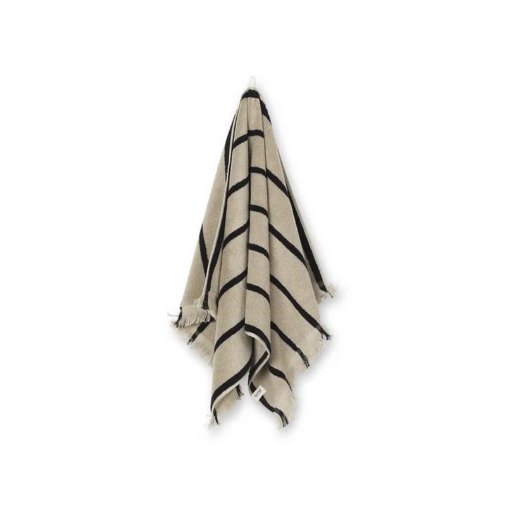 Alee Badhanddoek, 50 x 100 cm, zand / zwart by Ferm Living