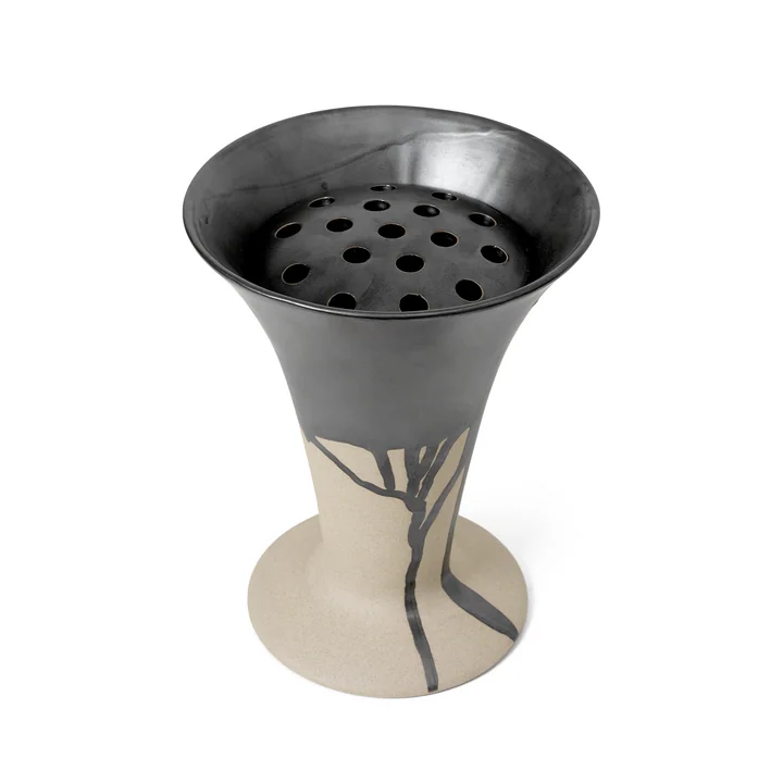 Flores Vaas van Ferm Living in het design zand/zwart