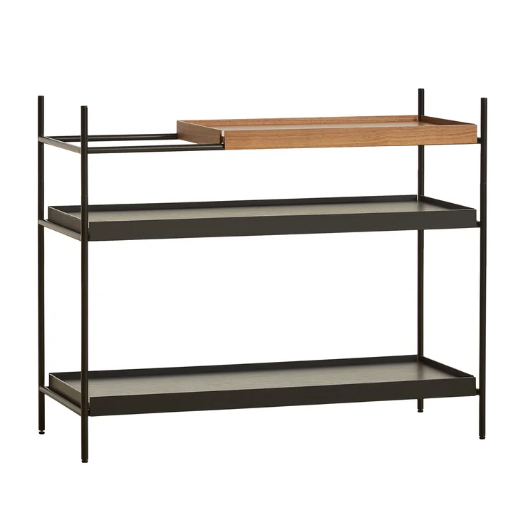 Tray Shelf laag, walnoot/zwart (configuratie 3) vanaf Woud