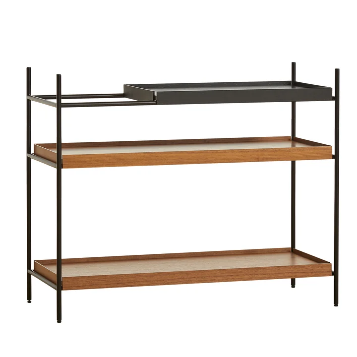 Tray Shelf laag, walnoot/zwart (configuratie 2) vanaf Woud