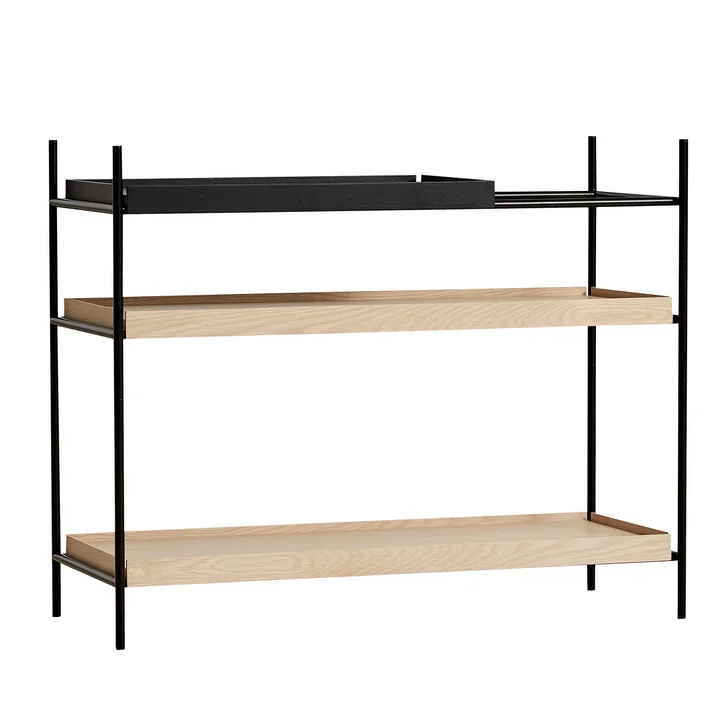 Tray Shelf laag, eik / zwart (configuratie 3) vanaf Woud