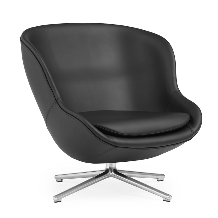 Hyg Loungestoel met draaivoet van Normann Copenhagen in de uitvoering aluminium / zwart