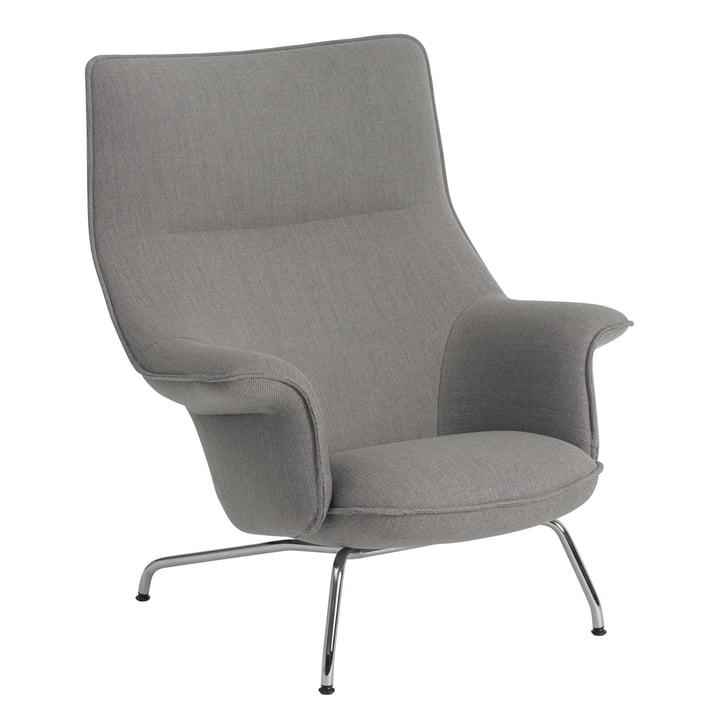 Doze Lounge Chair basis chroom/grijze hoes (Re-Wool 128) van Muuto