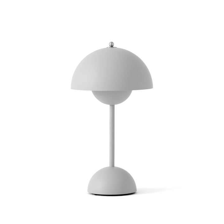 De Flowerpot VP9 oplaadbare tafellamp van & Tradition in lichtgrijs mat
