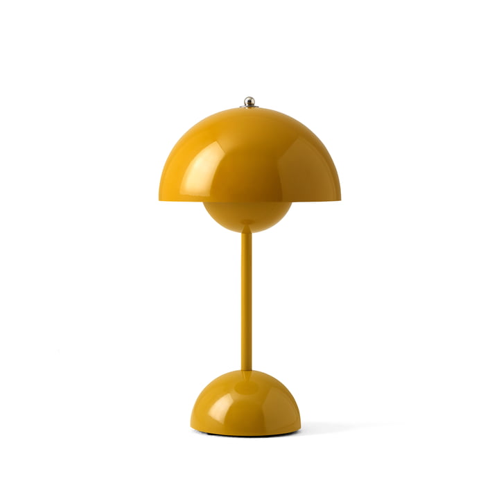 De Flowerpot VP9 oplaadbare tafellamp van & Tradition in mosterd