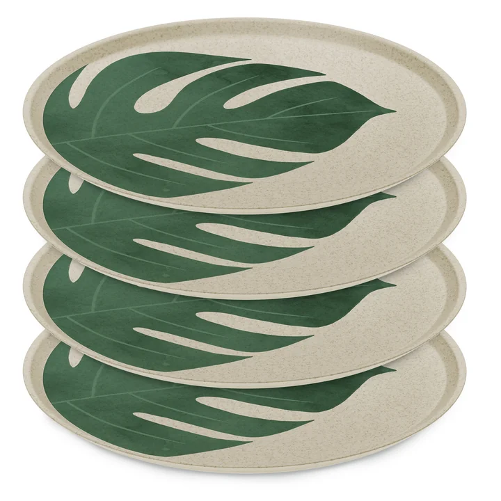 Connect Bord, Monstera leaf, Ø 2 5. 5 cm, zand (set van 4) van Koziol