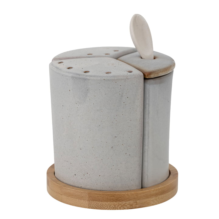 Josefine peper- en zoutstel met lepel van Bloomingville in de kleur grijs