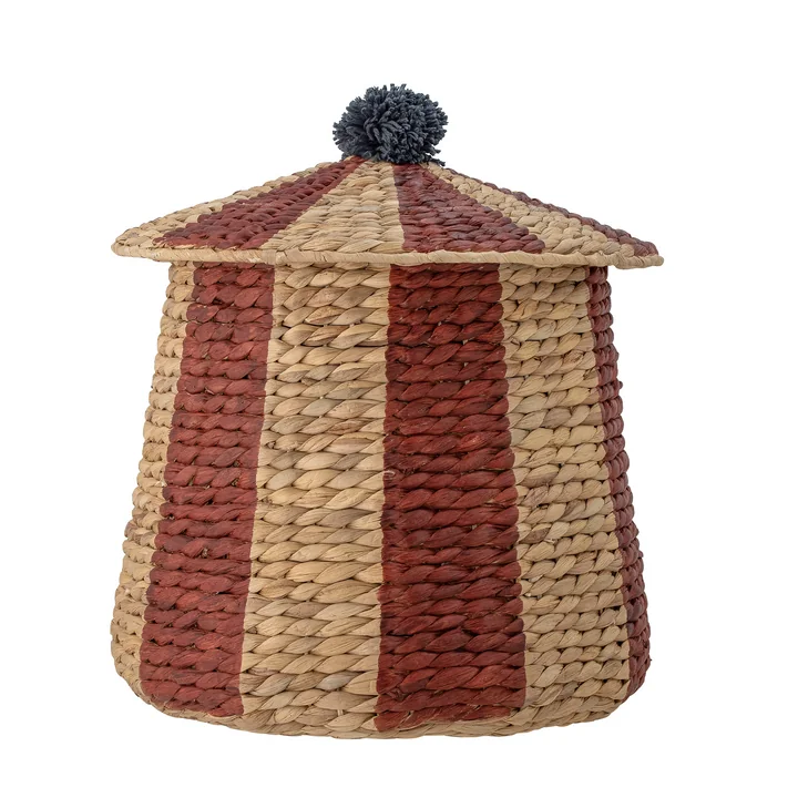 Birsen Mand met deksel, Ø 40 x 40 cm, rood gestreept van Bloomingville