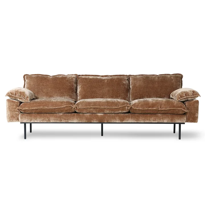 Retro Sofa, 4-zits, fluweel corduroy aged gold van HKliving