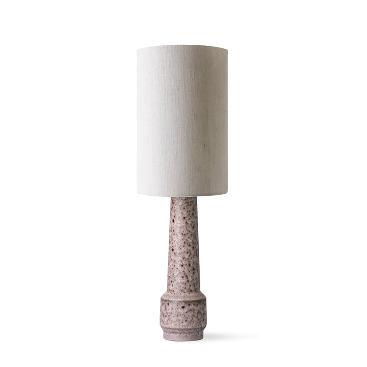Retro Tafellampvoet, H 45 cm, bruin + lampenkap linnen, Ø 24,5 cm, naturel by HKliving
