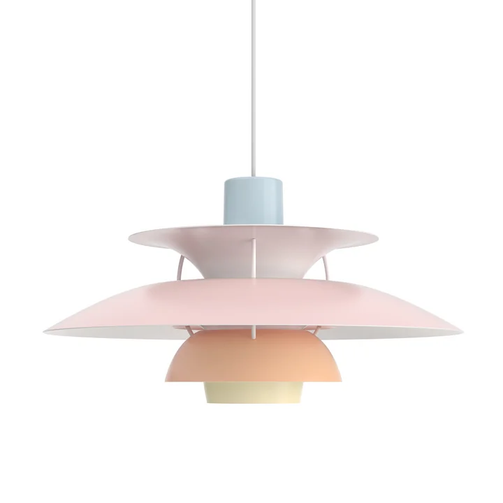 PH 5 hanglamp, blauw / roze / perzik by Louis Poulsen