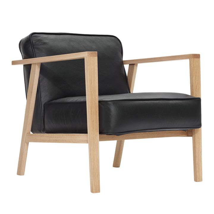 LC1 Loungestoel van Andersen Furniture in de uitvoering eiken wit gepigmenteerd / leder Sevilla zwart 4001