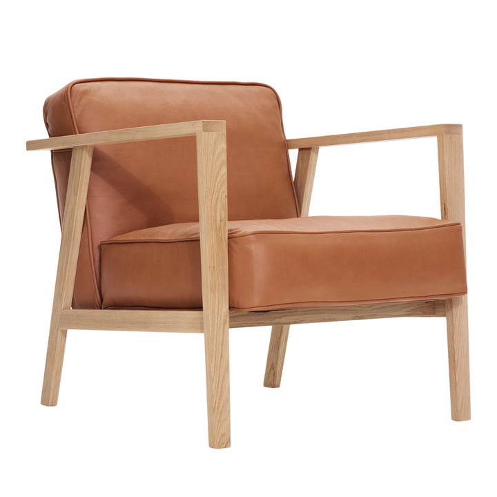 LC1 Lounge fauteuil van Andersen Furniture in de uitvoering eiken wit gepigmenteerd / leder Sevilla cognac 4003