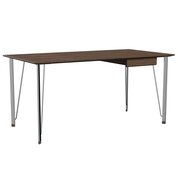FH3605 ™ Bureau incl. lade, chroom / walnoot gelakt door Fritz Hansen
