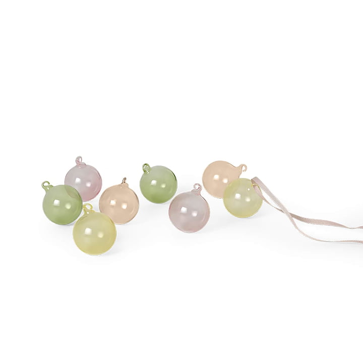 Glass Baubles Kerstboom ballen, klein, veelkleurig licht (set van 8) by ferm Living