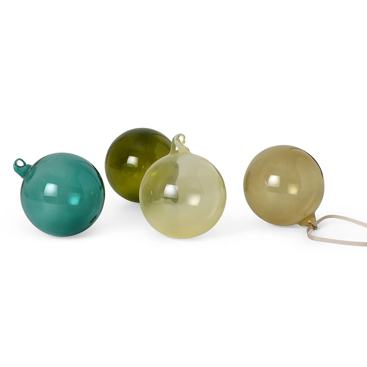 Glass Baubles Kerstboom ballen, Large, veelkleurig donker (set van 4) by ferm Living