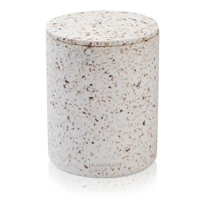 Terrazzo opbergbak met deksel van Humdakin in de afwerking Bologna rood / beige