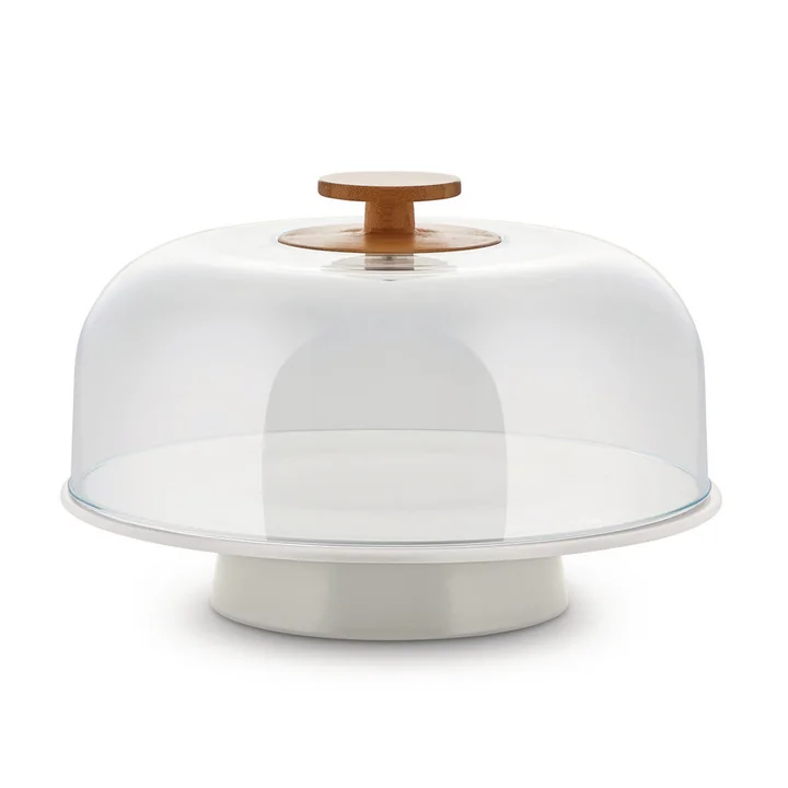 Mattina Taartbord op voet met bel van Alessi in kleur grijs