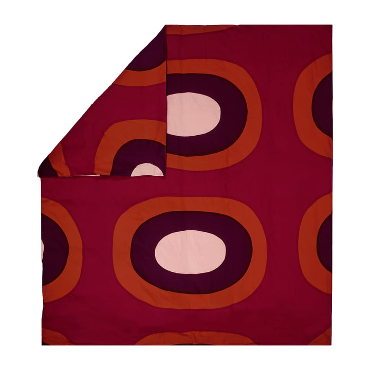 Melooni Dekbedovertrek van Marimekko in het dessin rood/bruin/donkerpaars