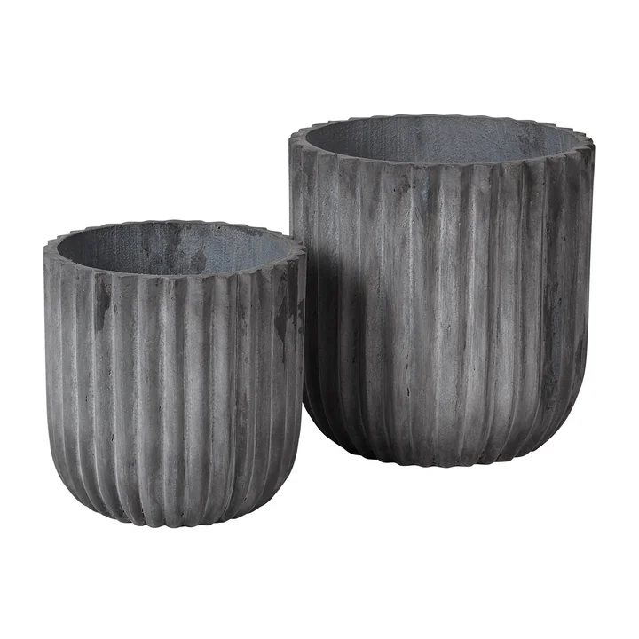 Fiber Plant pot, Ø 37 x 37 cm, houtskool (set van 2) van Broste Copenhagen