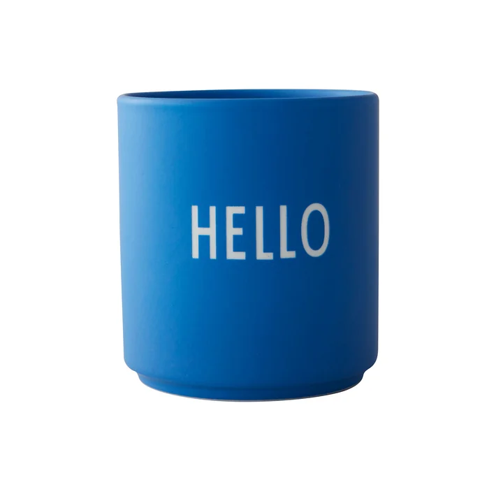 AJ Favourite Porseleinen mok, Hello / kobaltblauw by Design Letters