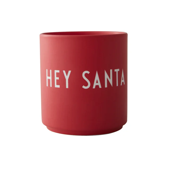 AJ Favourite Hey Santa Porseleinen mok, / rood van Design Letters