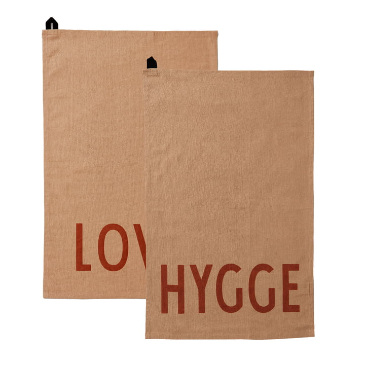 Favourite Theedoek, Love / Hygge, beige (set van 2) van Design Letters