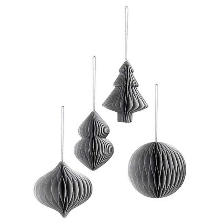 Christmas Mix Decoratieve hanger, Ø 9 x H 10 cm, zilver (set van 4) by Broste Copenhagen