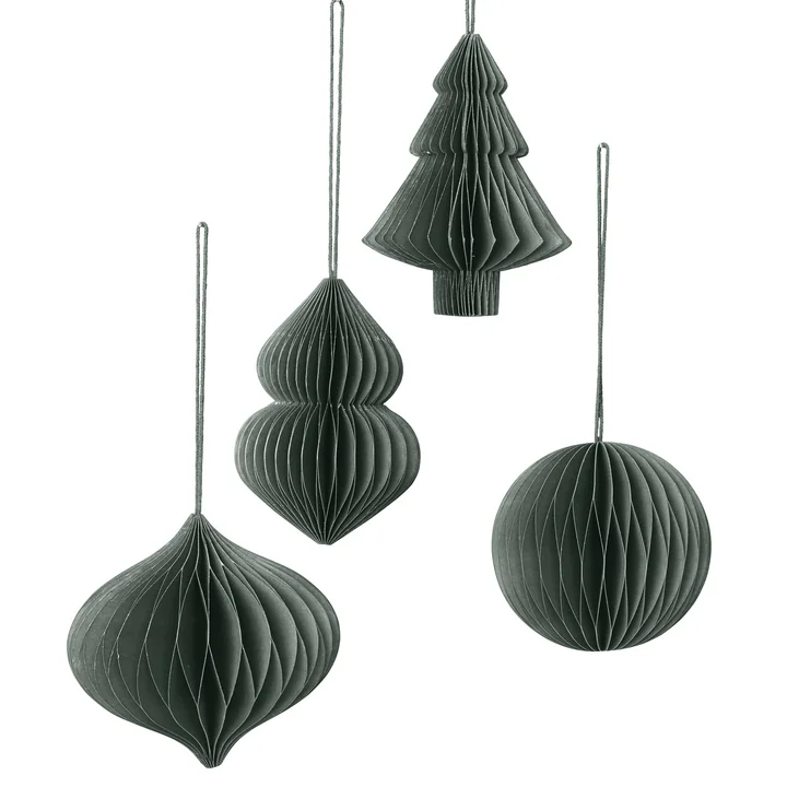 Christmas Mix Decoratieve hanger, Ø 9 x H 10 cm, tijm (set van 4) by Broste Copenhagen