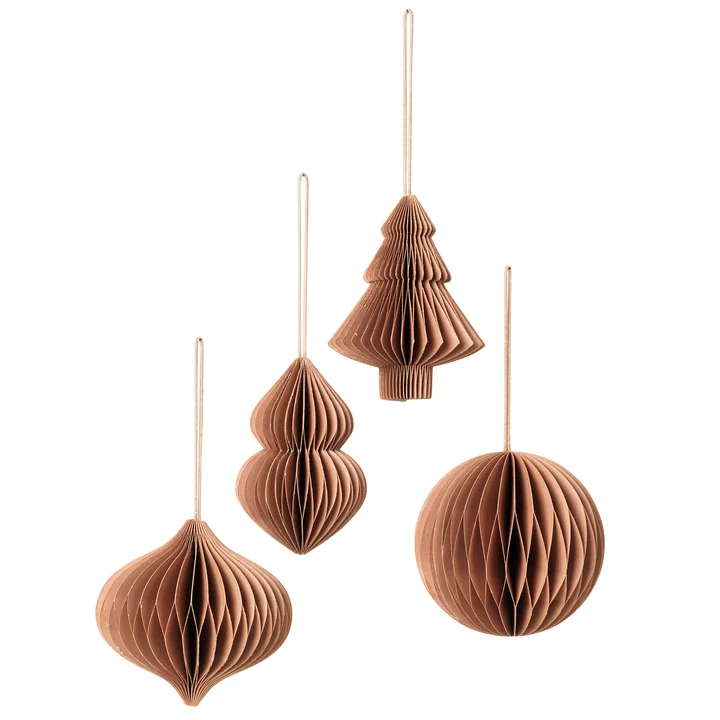 Christmas Mix Decoratieve hanger, Ø 9 x H 10 cm, stofroze (set van 4) by Broste Copenhagen