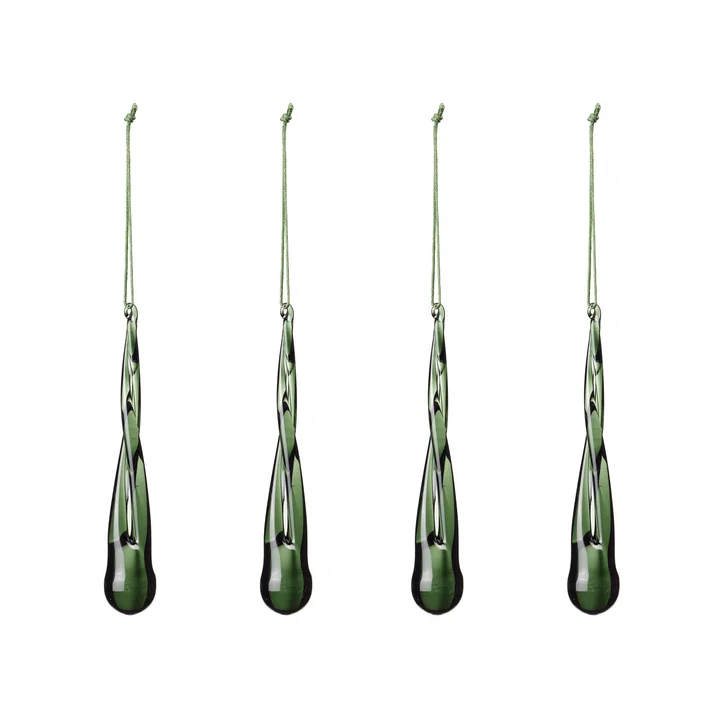 Broste Copenhagen - Christmas Tear Decoratieve hanger, donkergroen (set van 4)