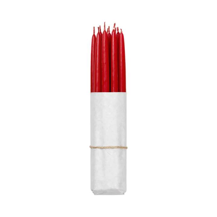 Tapers Gedompelde conische kaarsen, Ø 1,2 cm, echt rood (set van 10) vanaf Broste Copenhagen