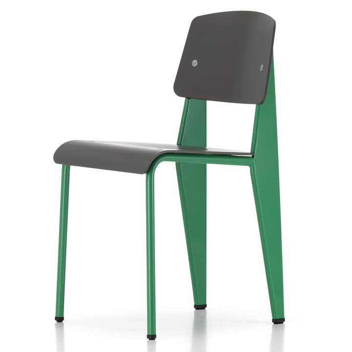 Prouvé Standard SP chair Blé Vert van Vitra in de uitvoering gepoedercoat, viltglijders bruin