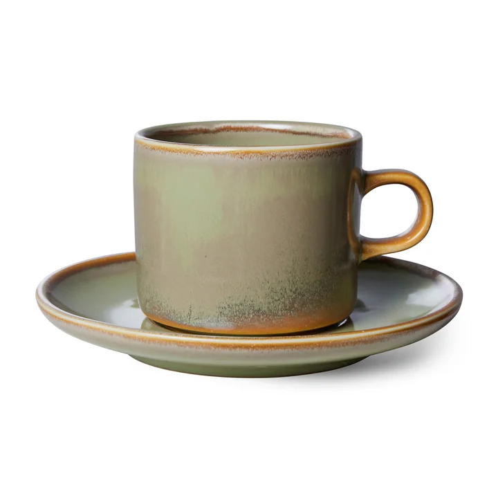 Chef Ceramics Kop met schotel, 220 ml, moss green door HKliving