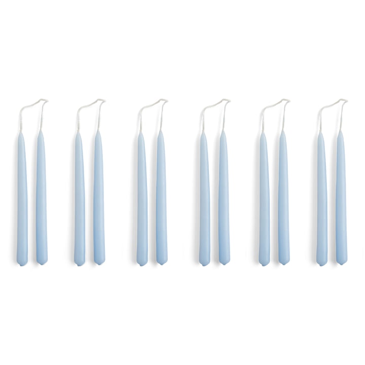 Mini Conical Kaarsen, h 14 cm, lichtblauw (set van 12) van Hay