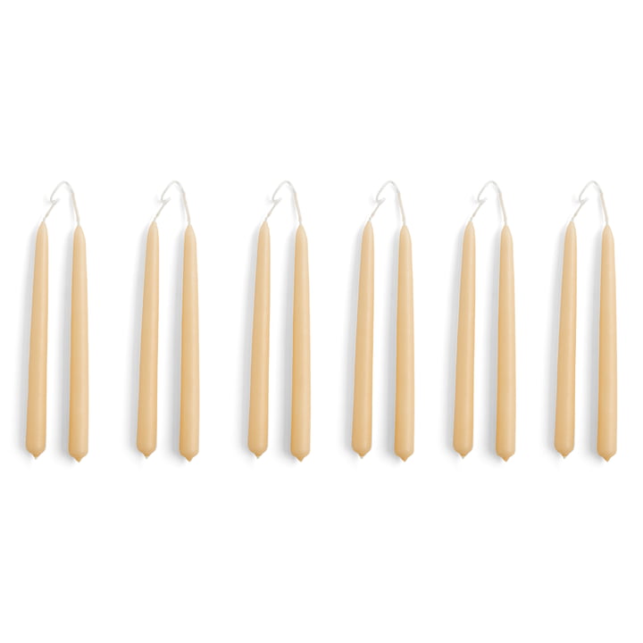 Mini Conical Kaarsen, h 14 cm, beige (set van 12) van Hay