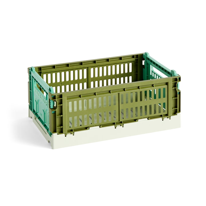Colour Crate Mix mand S, 26,5 x 17 cm, olive / dark mint , recycled van Hay