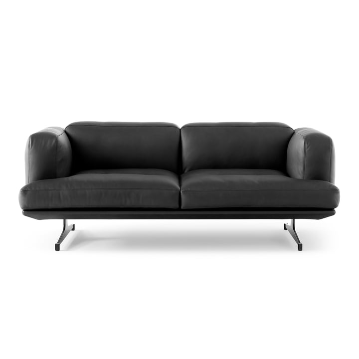 Inland Sofa AV22, 2-zits, frame zwart / zwart edelleer by & Tradition