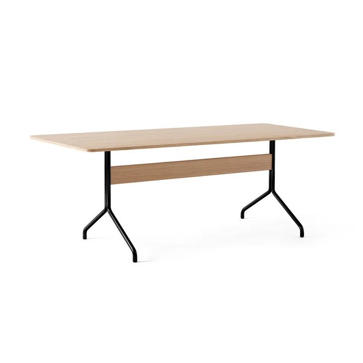 Pavilion Dining Eettafel AV19, 200 x 90 cm, blank gelakt eiken / zwart onderstel by & Tradition