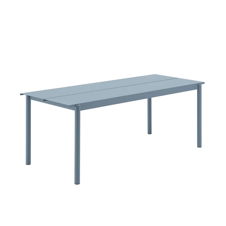 Lineair Stalen Tafel Buiten, 75 x 200 cm, lichtblauw van Muuto