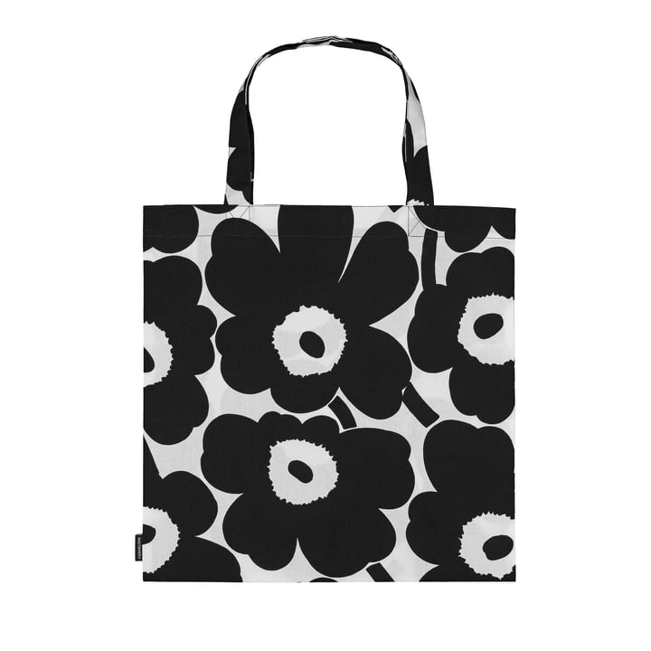 Pieni Unikko Katoenen tas, zwart/wit van Marimekko