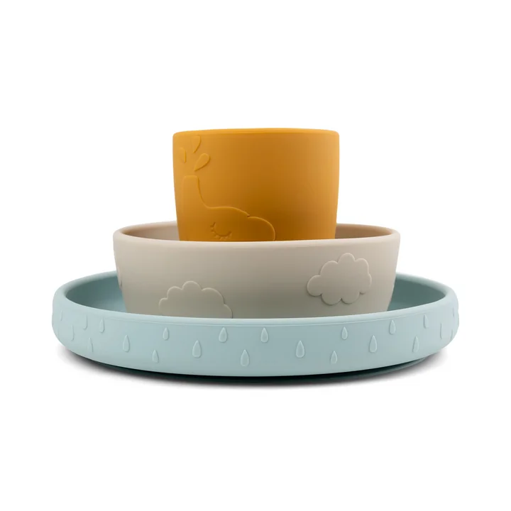 Stick & Stay serviesset Deer Friends mosterdgeel/zand by Done by Deer