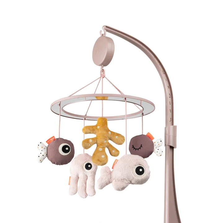 Muziekmobiel met spiegel Sea Friends, roze van Done by Deer